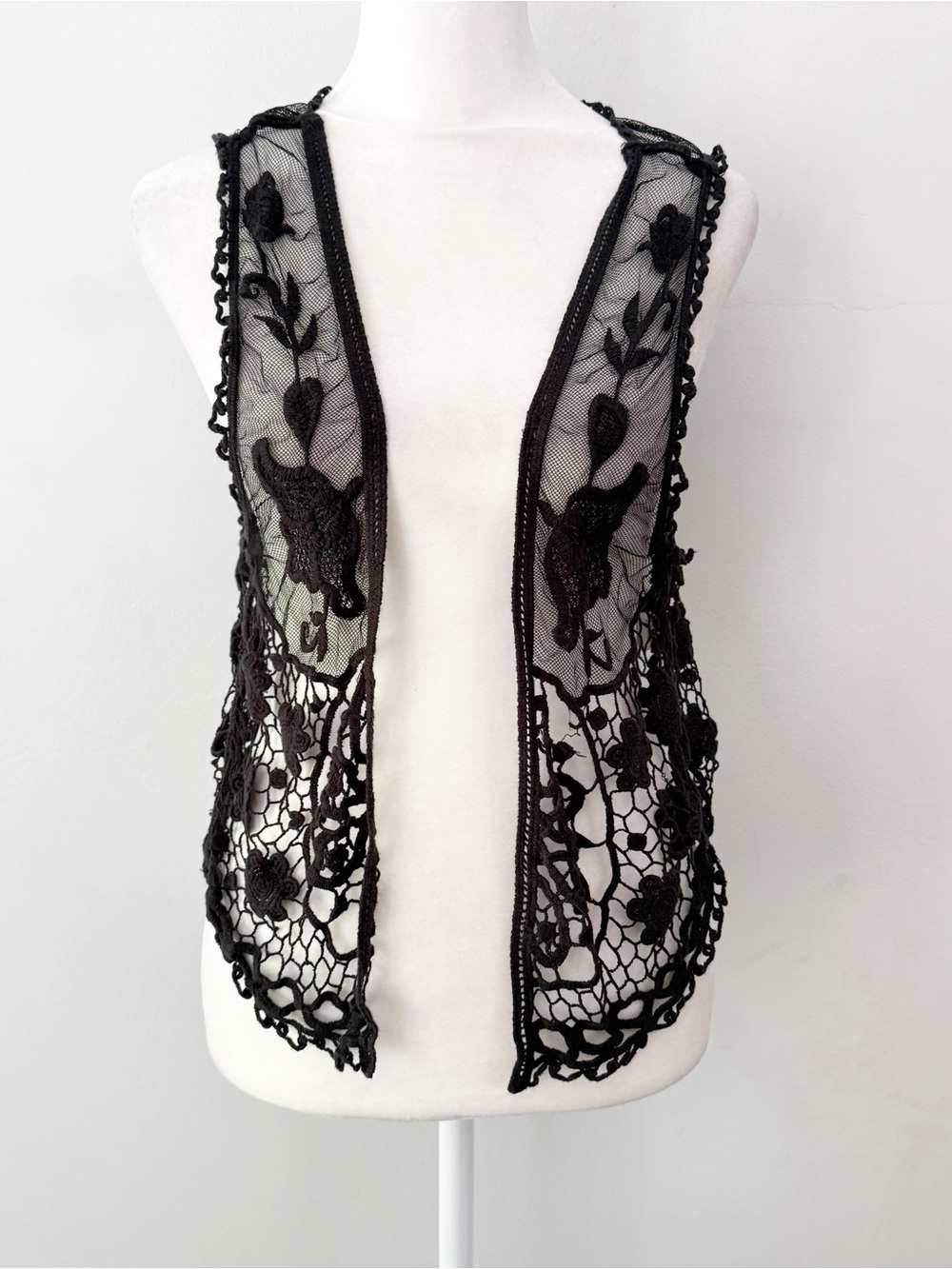 Isela Women Mesh Crochet Open Vest Small Whimsigoth Boho Festival Fairy Grunge